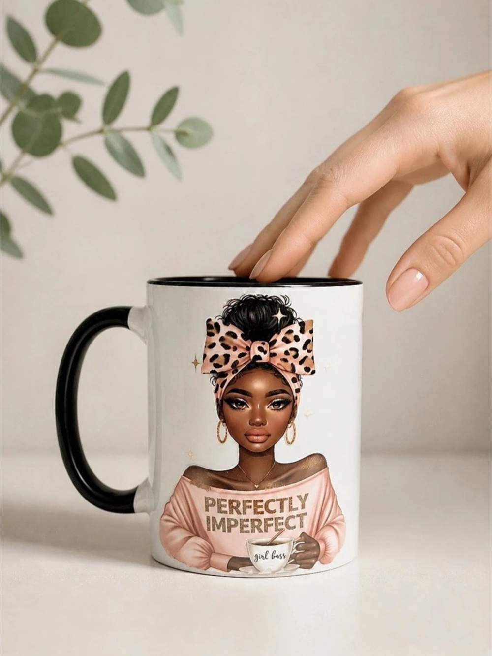 White & Black Perfectly Imperfect Graphic Mug